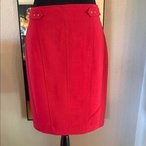 White House Black Market Red Pencil Skirt with Waist Tabs